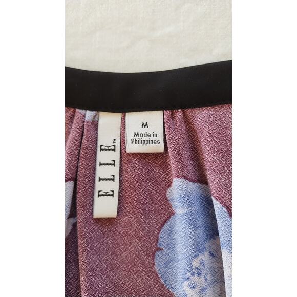Elle Floral Print Tank Top sleeveless Ruffle Tie front Blouse Size M - Picture 4 of 9